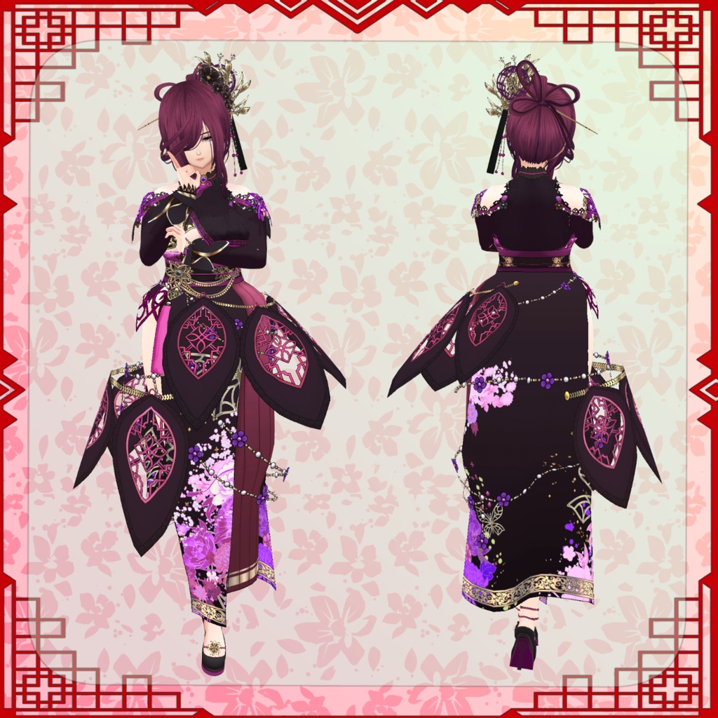 【Vroid】婉麗籠蝶【ファンタジー衣装】