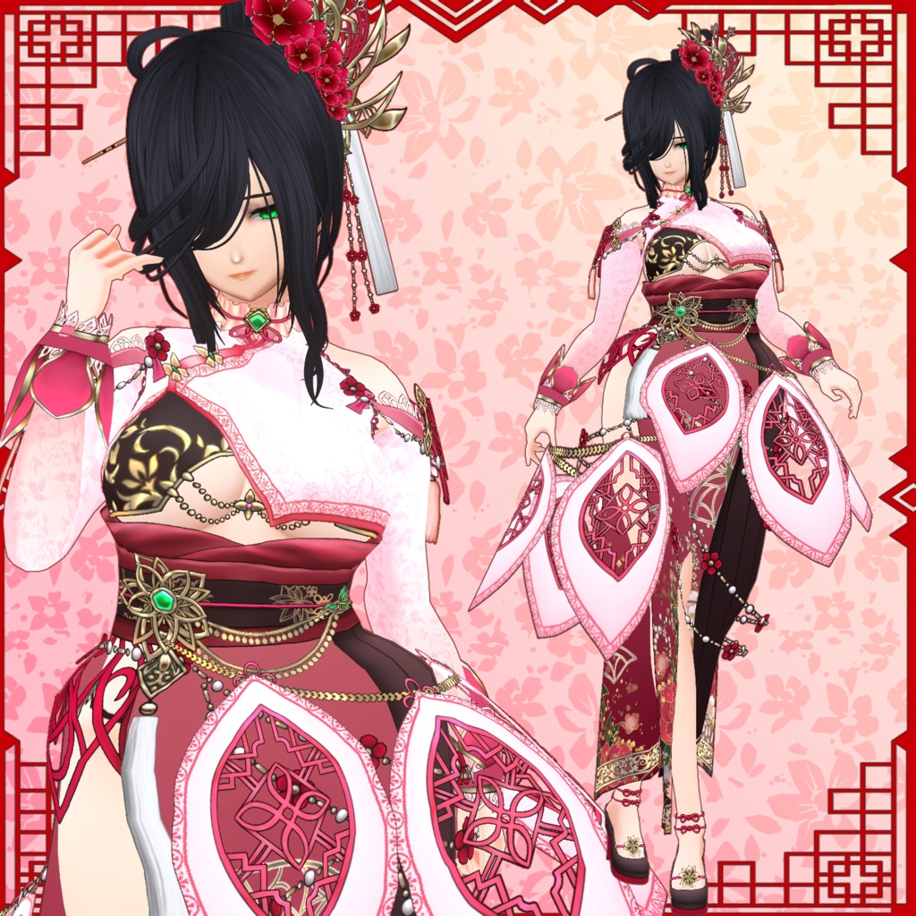 【Vroid】婉麗籠蝶【ファンタジー衣装】