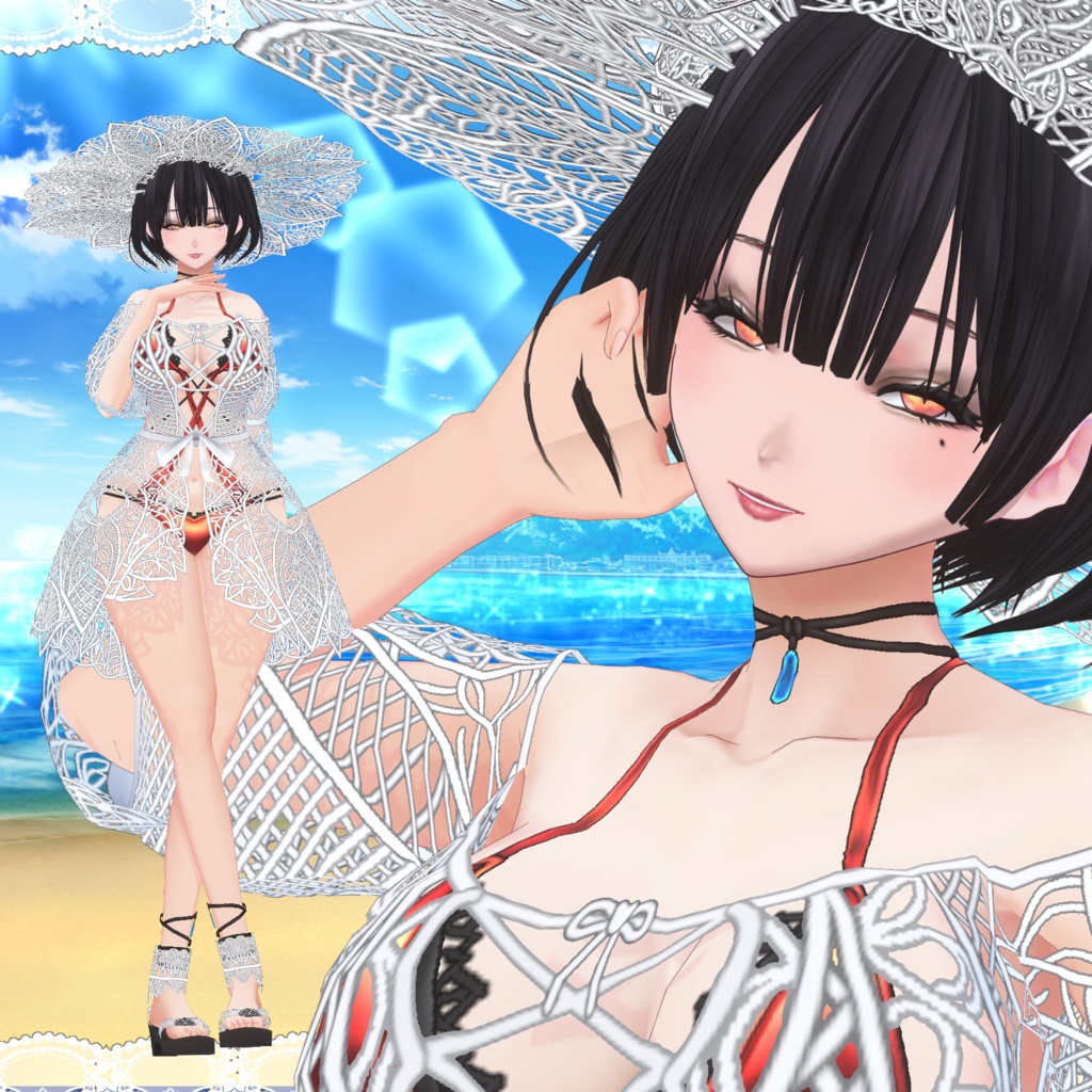 【Vroid】セレブなレース水着(Celebrity Lace Swimwear)