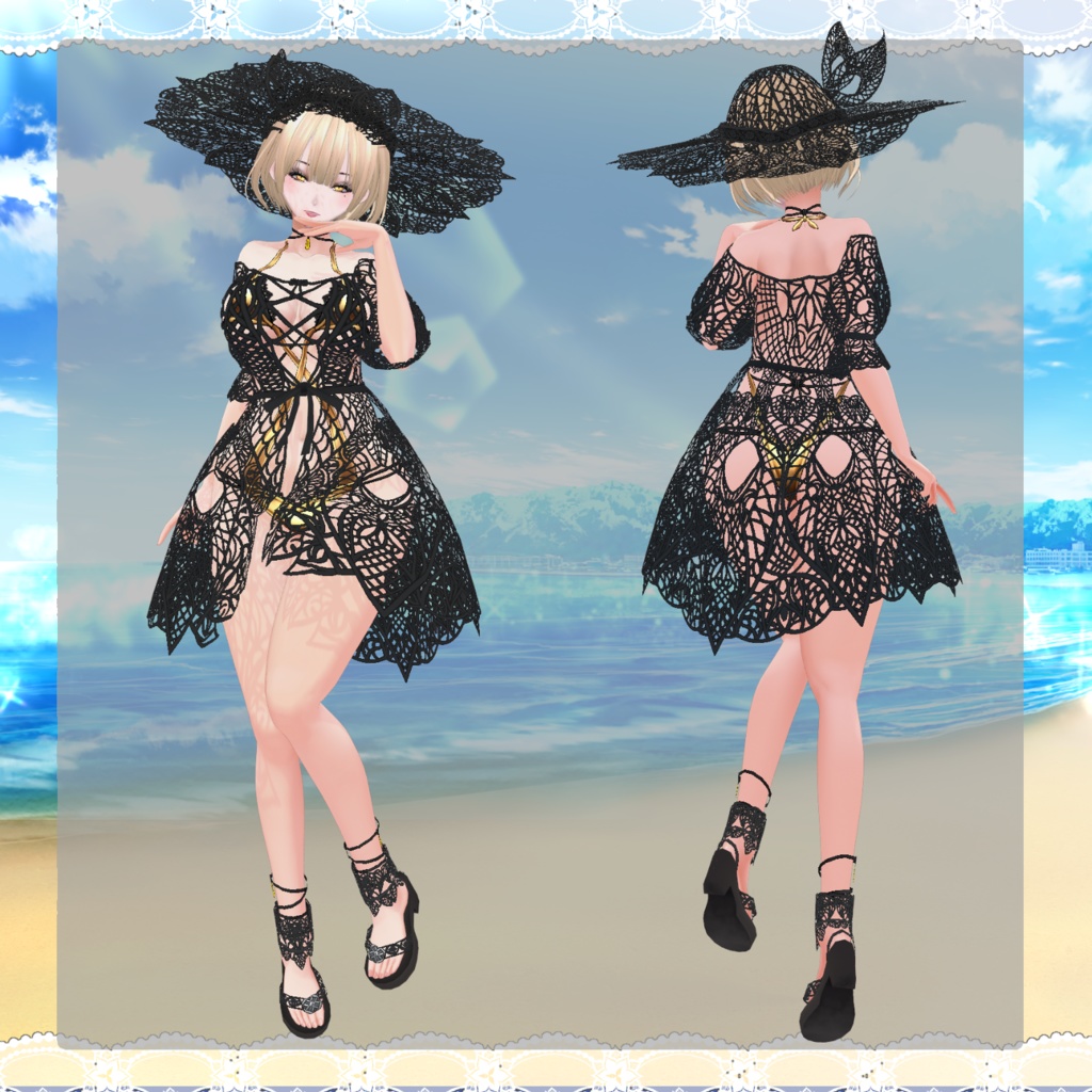 【Vroid】セレブなレース水着(Celebrity Lace Swimwear)