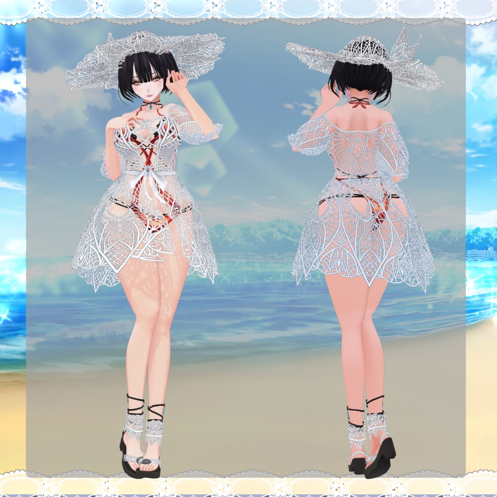 【Vroid】セレブなレース水着(Celebrity Lace Swimwear)