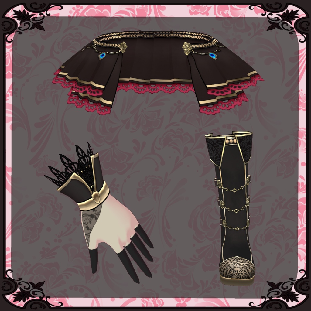 【Vroid】紅華のドレス【ファンタジー衣装】