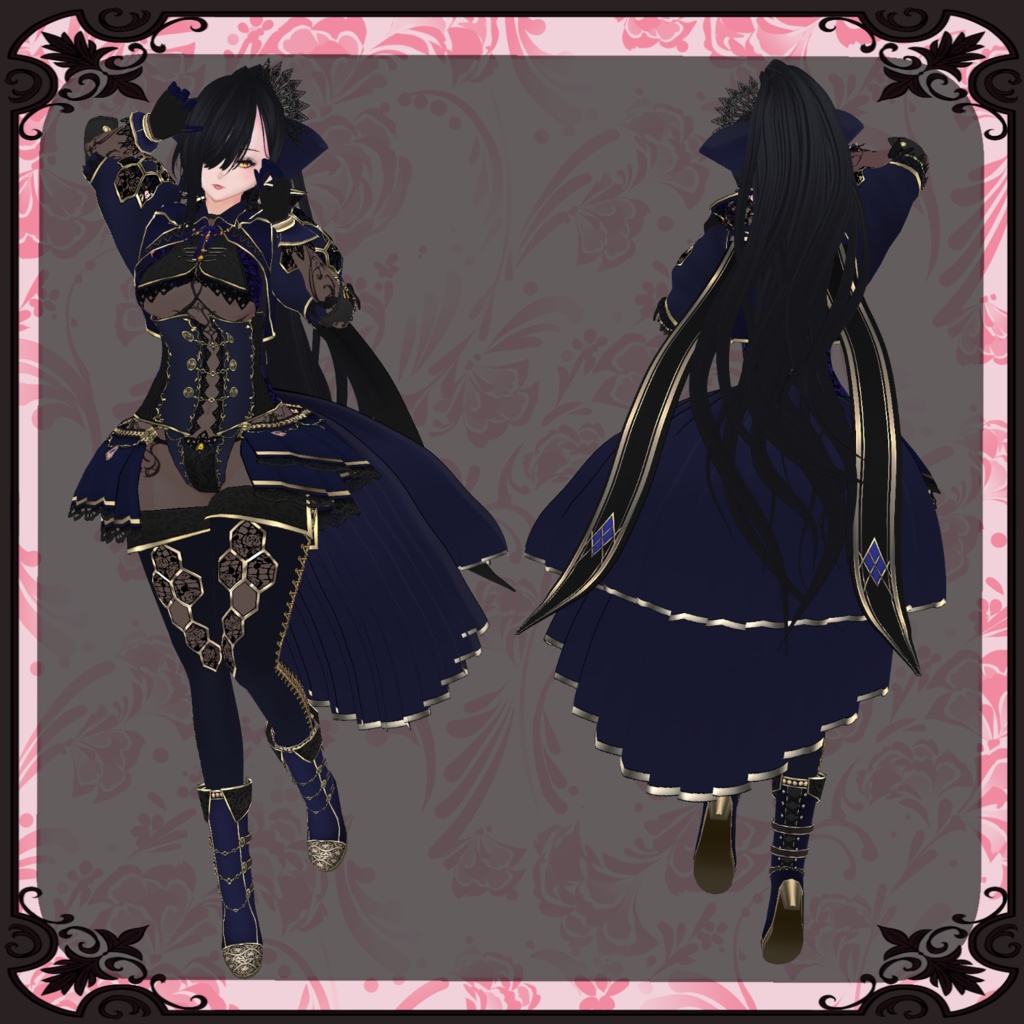 【Vroid】紅華のドレス【ファンタジー衣装】