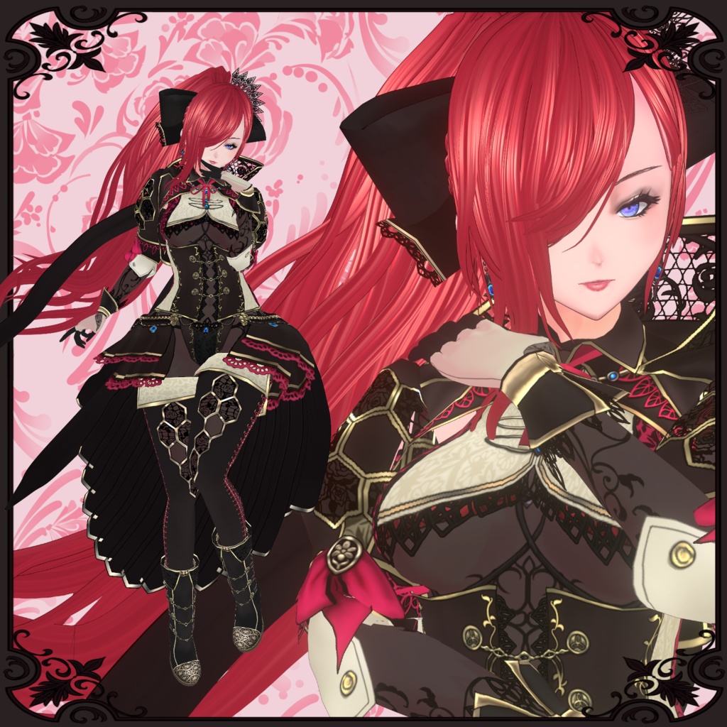 【Vroid】紅華のドレス【ファンタジー衣装】