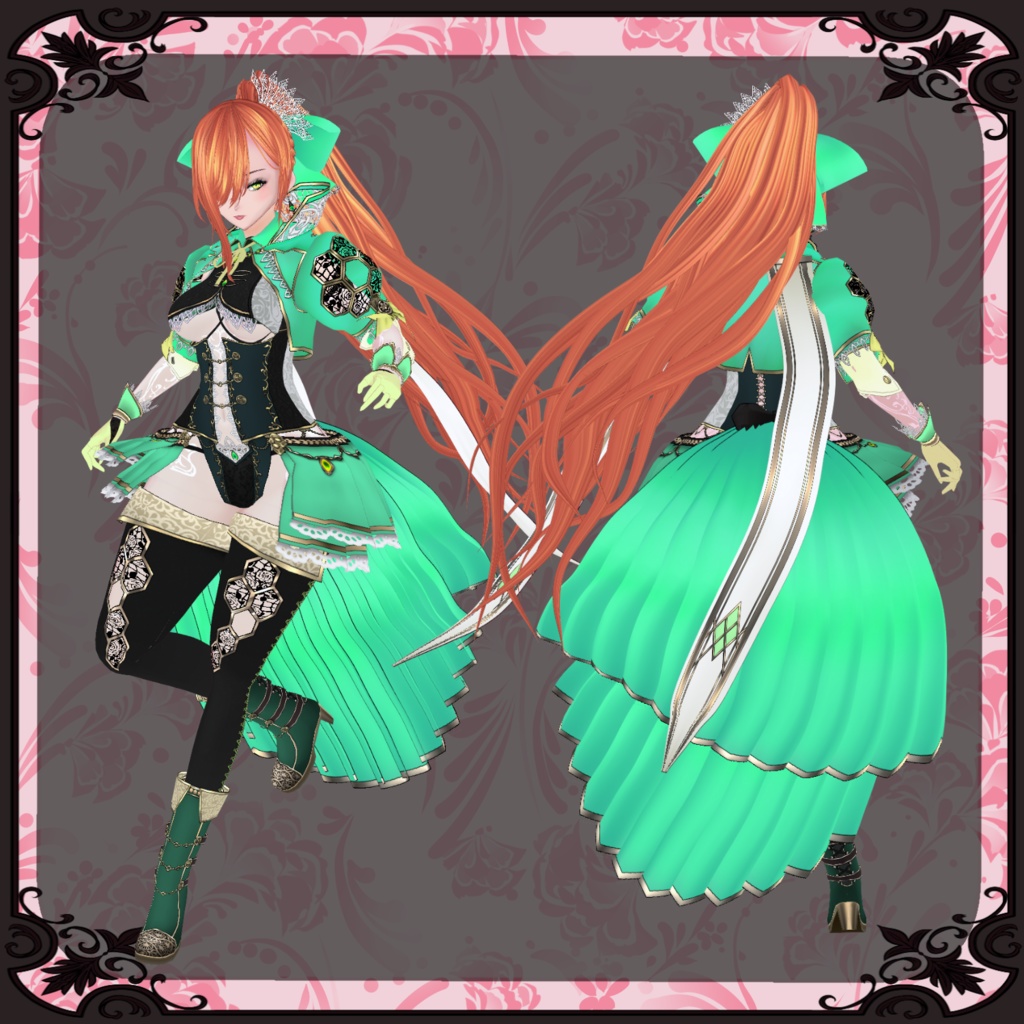 【Vroid】紅華のドレス【ファンタジー衣装】