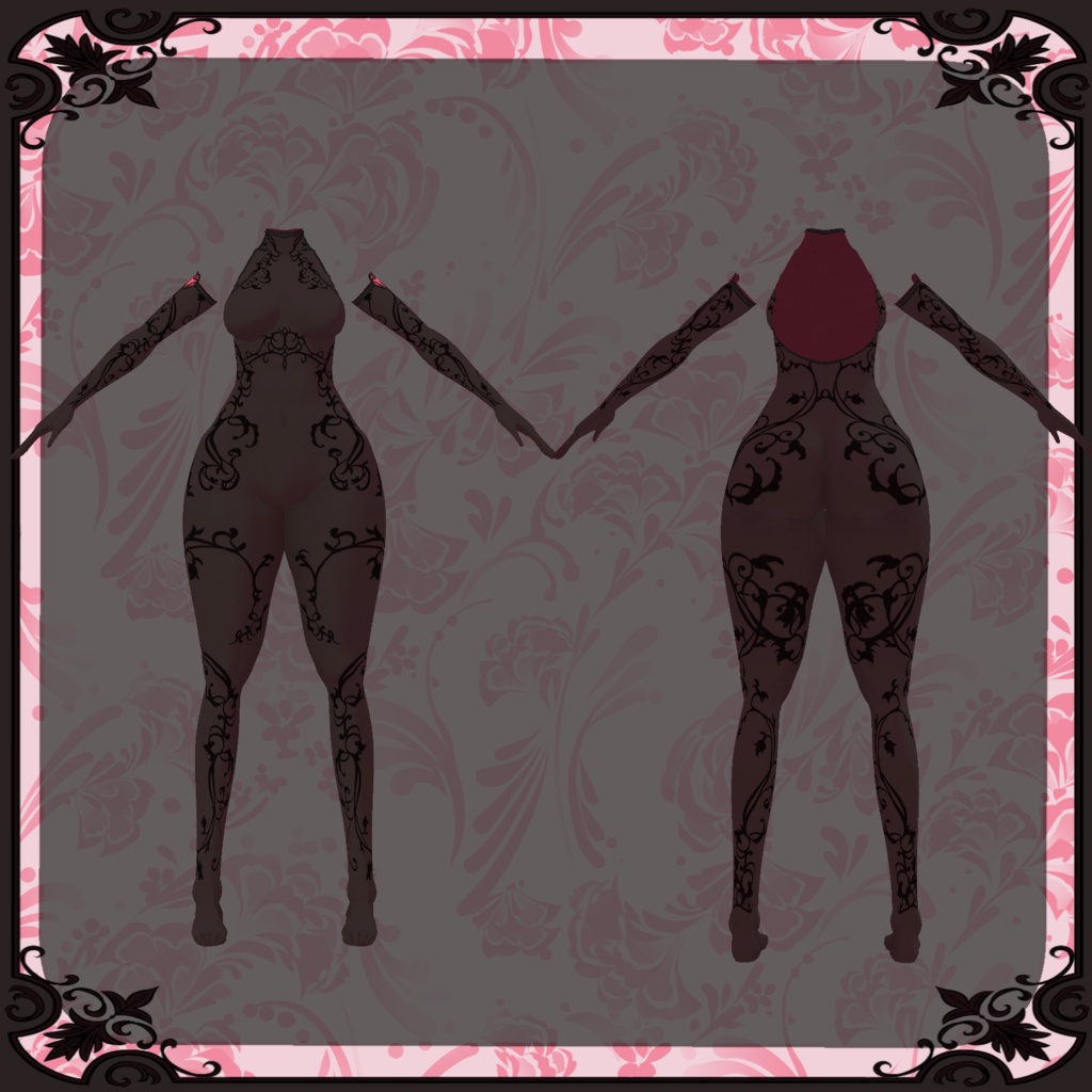 【Vroid】紅華のドレス【ファンタジー衣装】