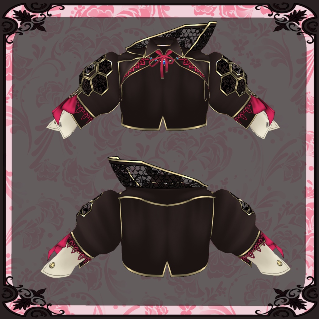 【Vroid】紅華のドレス【ファンタジー衣装】