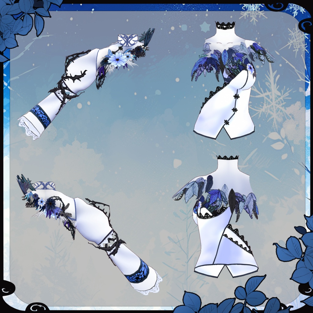 【Vroid】雪花絢爛 スノーフラワードレス【クリスマス衣装】