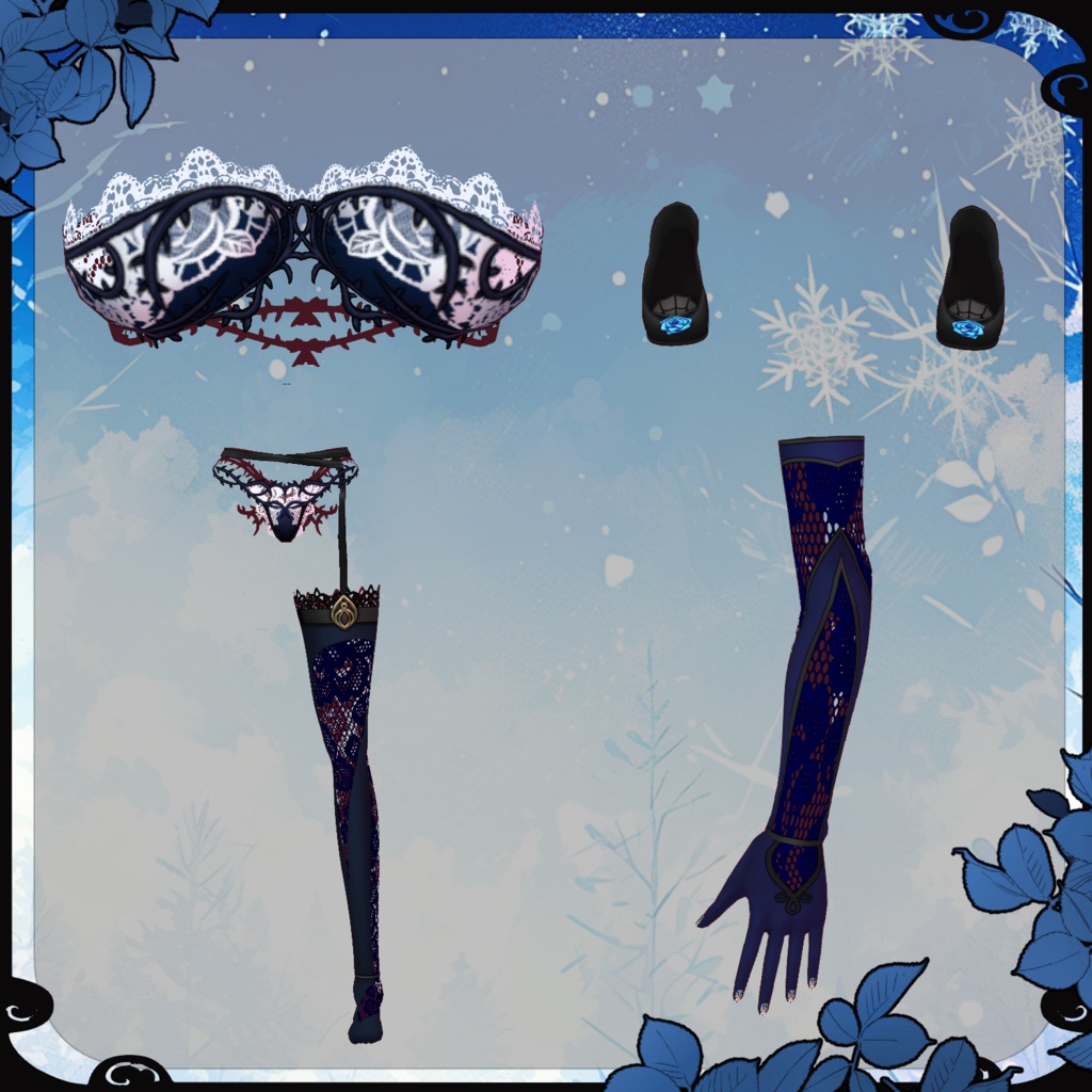 【Vroid】雪花絢爛 スノーフラワードレス【クリスマス衣装】