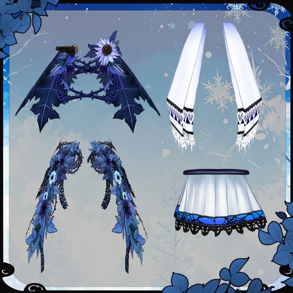 【Vroid】雪花絢爛 スノーフラワードレス【クリスマス衣装】