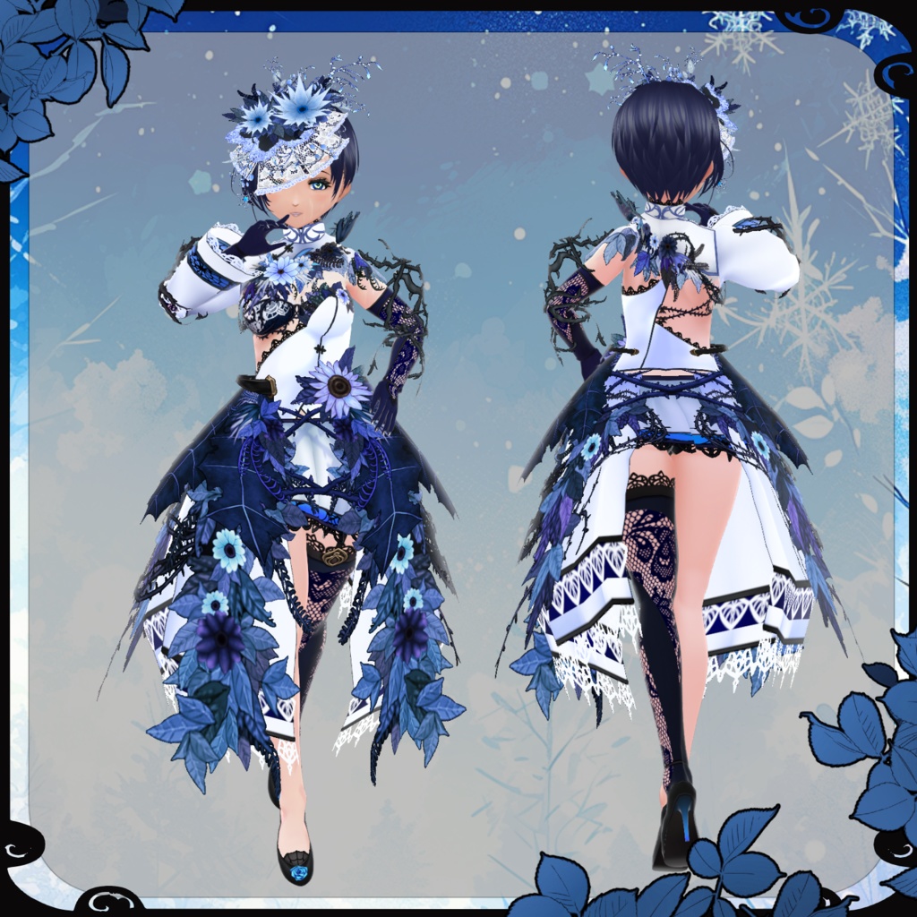 【Vroid】雪花絢爛 スノーフラワードレス【クリスマス衣装】