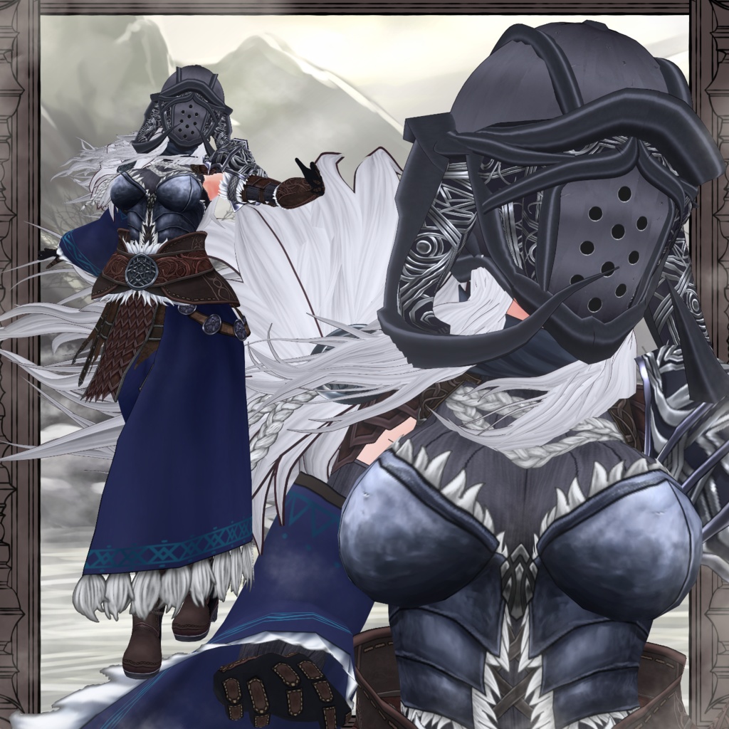 【Vroid】雪獅子の鎧 Snow Lion Armor【ヴァイキング衣装】