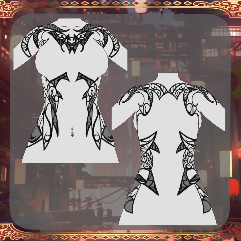 【Vroid】夜狐のドレス Night Fox dress【和風ファンタジー】