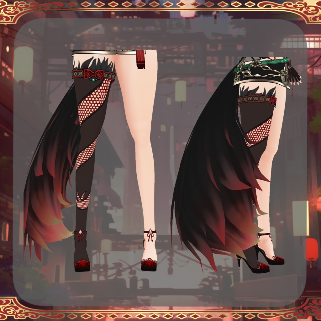 【Vroid】夜狐のドレス Night Fox dress【和風ファンタジー】