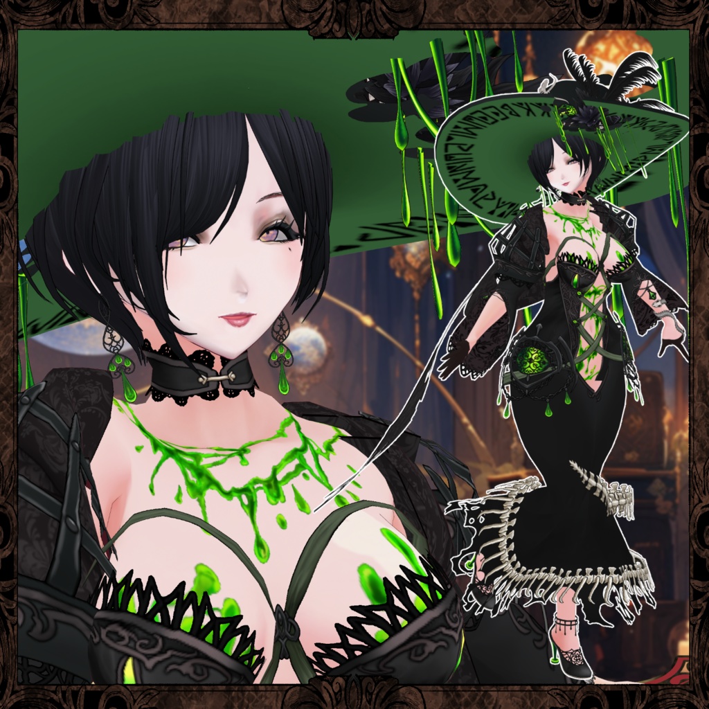 【Vroid】液体の魔女のドレス Liquid Witch's Dress【ファンタジー】