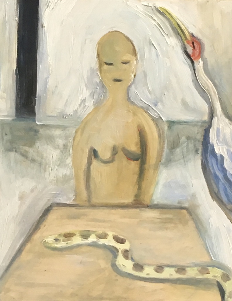 油絵原画「ヘビの静けさ」