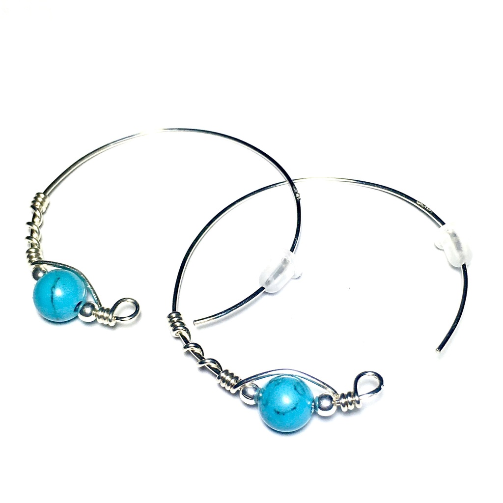 ニンカリ風フープピアスsilver950　ターコイズ