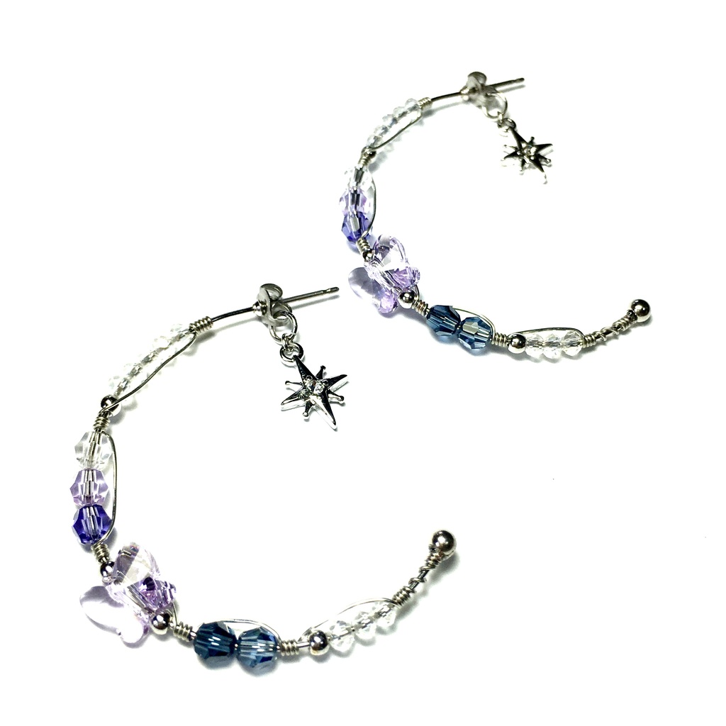 樺太への旅路　尾リパイメージピアス　シルバー色