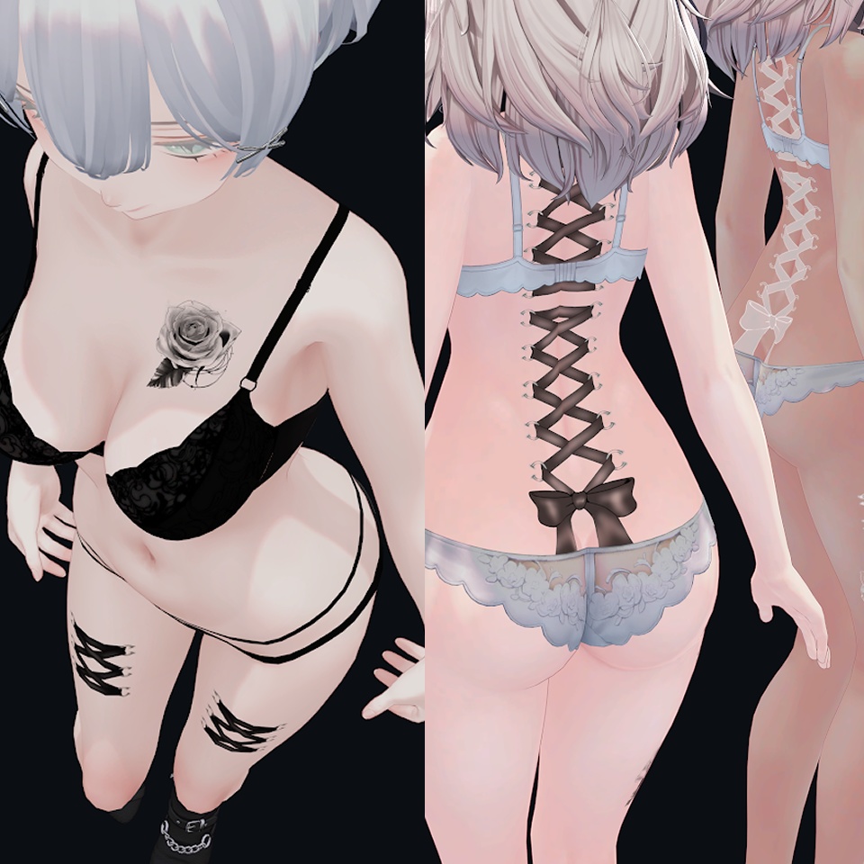 【VRC】コルセットタトゥー5種セット【汎用】Corset Tattoo Set|5 Designs