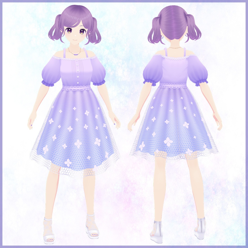 【VRoid】紫陽花チュールワンピース