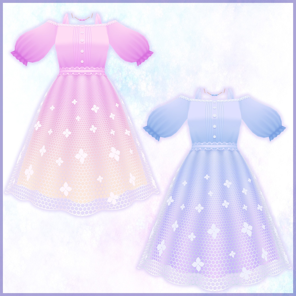 【VRoid】紫陽花チュールワンピース