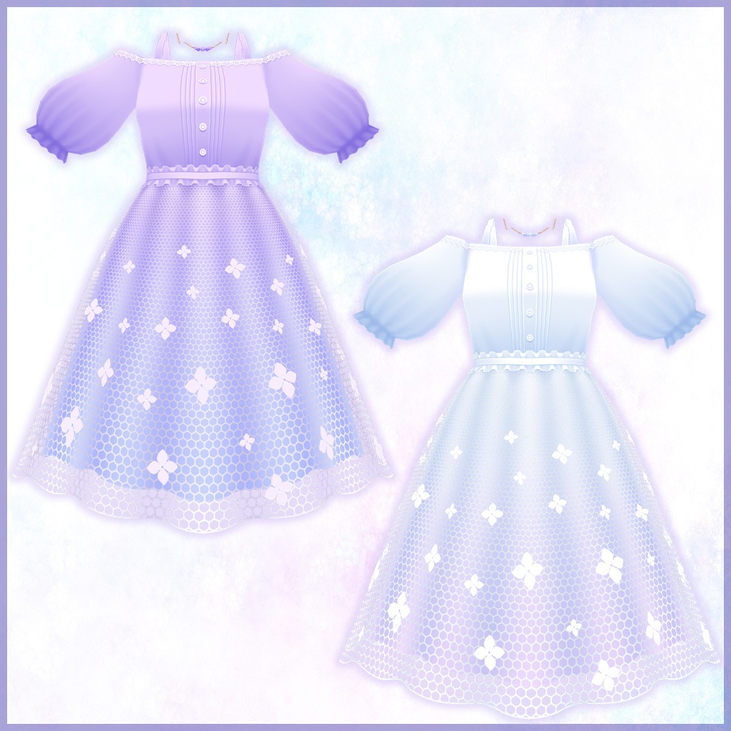 【VRoid】紫陽花チュールワンピース