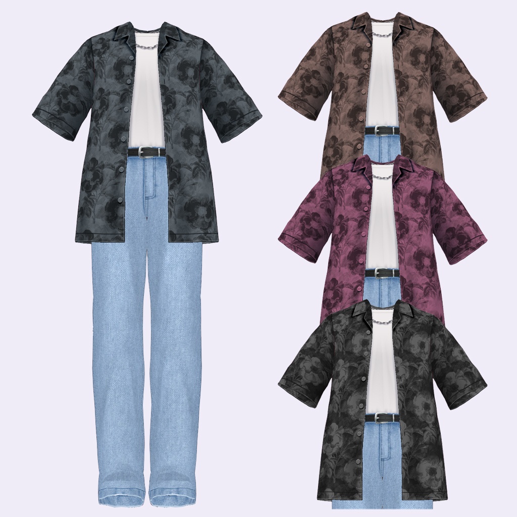 【VRoid】柄シャツとデニムパンツ