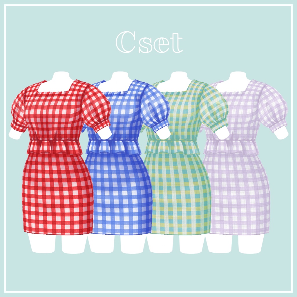 【VRoid】ギンガムチェックセットアップ