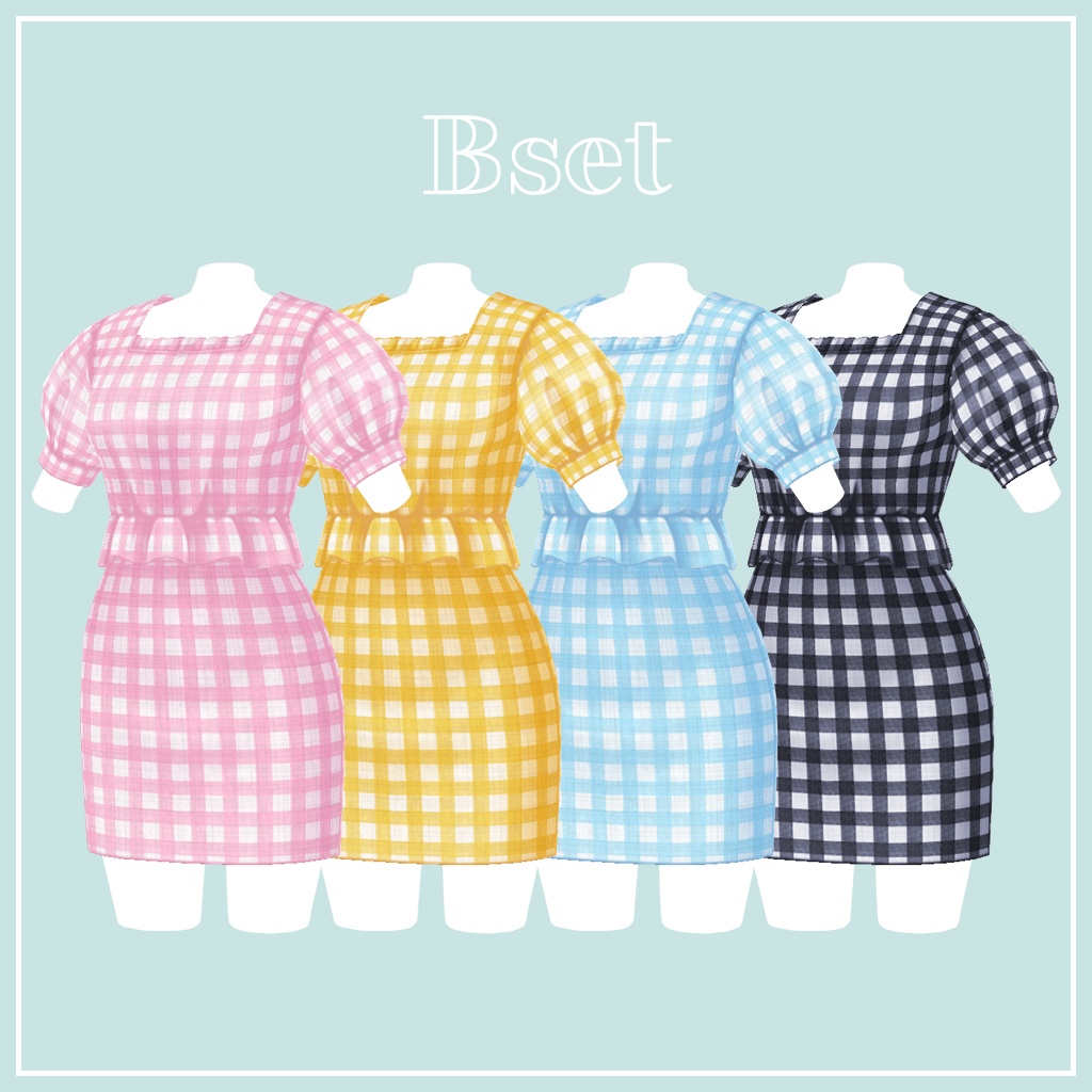 【VRoid】ギンガムチェックセットアップ