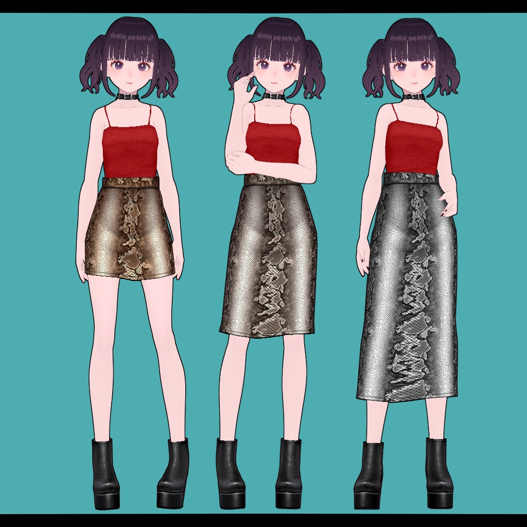 【VRoid】パイソン柄スカート