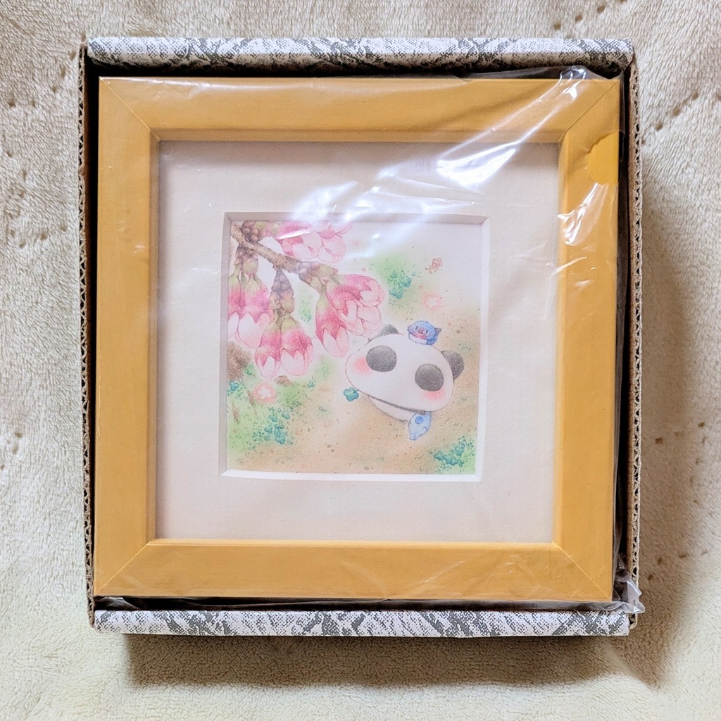 額装作品「春の足音を感じるぽてぱんだ」