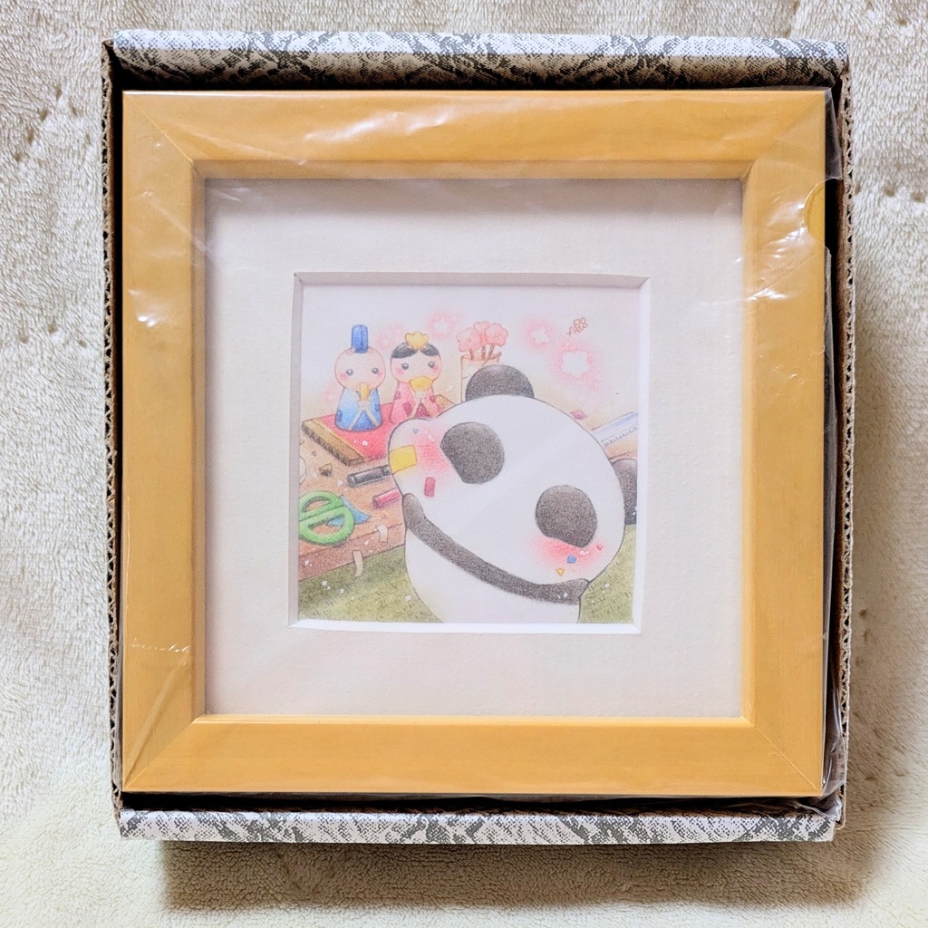 額装作品「あなたとひな祭りを楽しむぽてぱんだ」