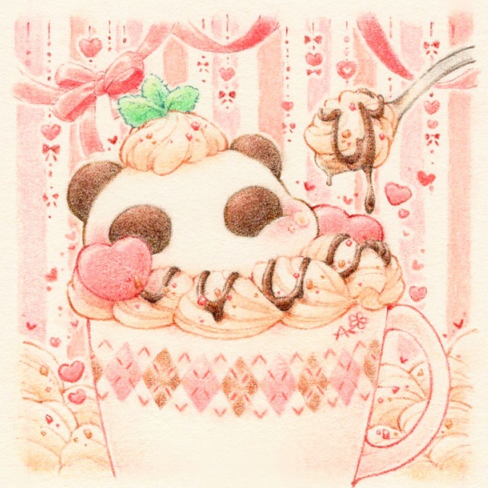 額装作品「バレンタインチョコラテなぽてぱんだ」