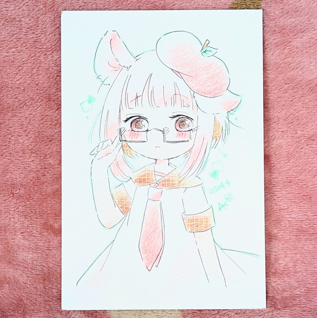 ドローイング「リンゴねずみさん」