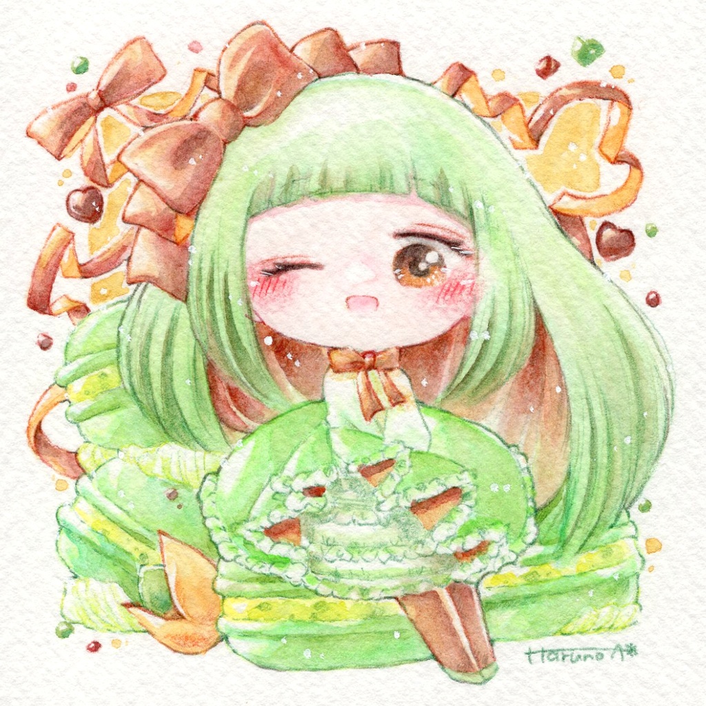 展示原画作品「ピスタチオマカロン」