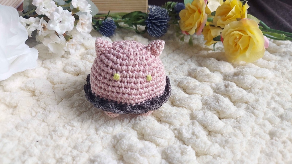 あみぐるみ にゃんだこ ピンク×グレーブラック