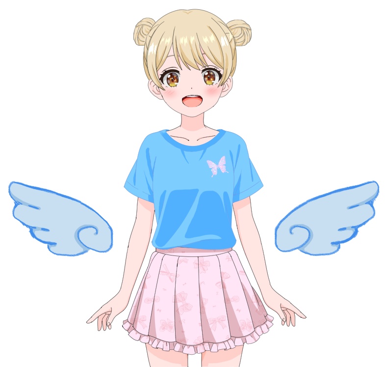 pngtuber+ モデル（金髪の女の子＿お団子）