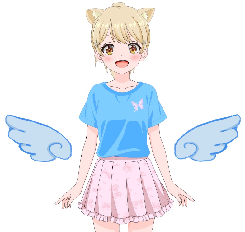 pngtuber+ モデル（金髪の女の子＿猫耳ポニーテール）