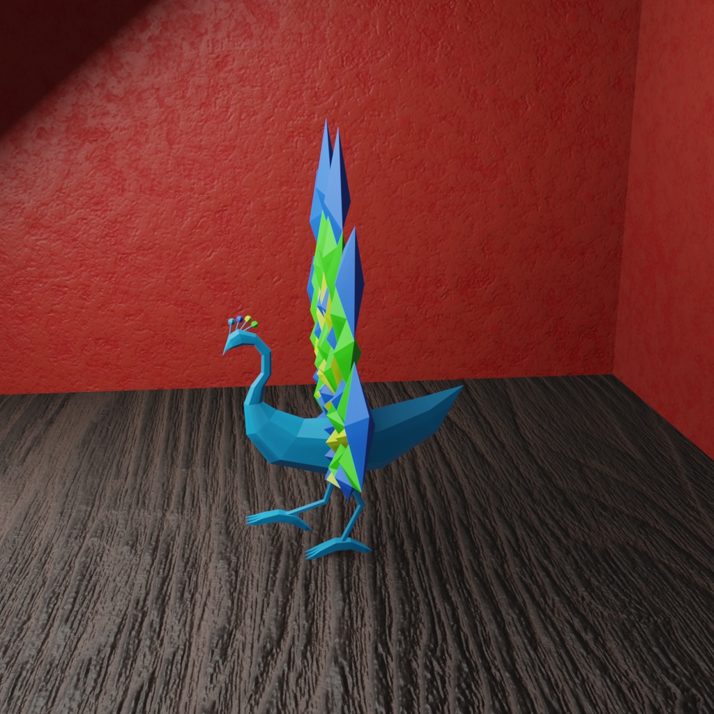 ペーパークラフト風の孔雀