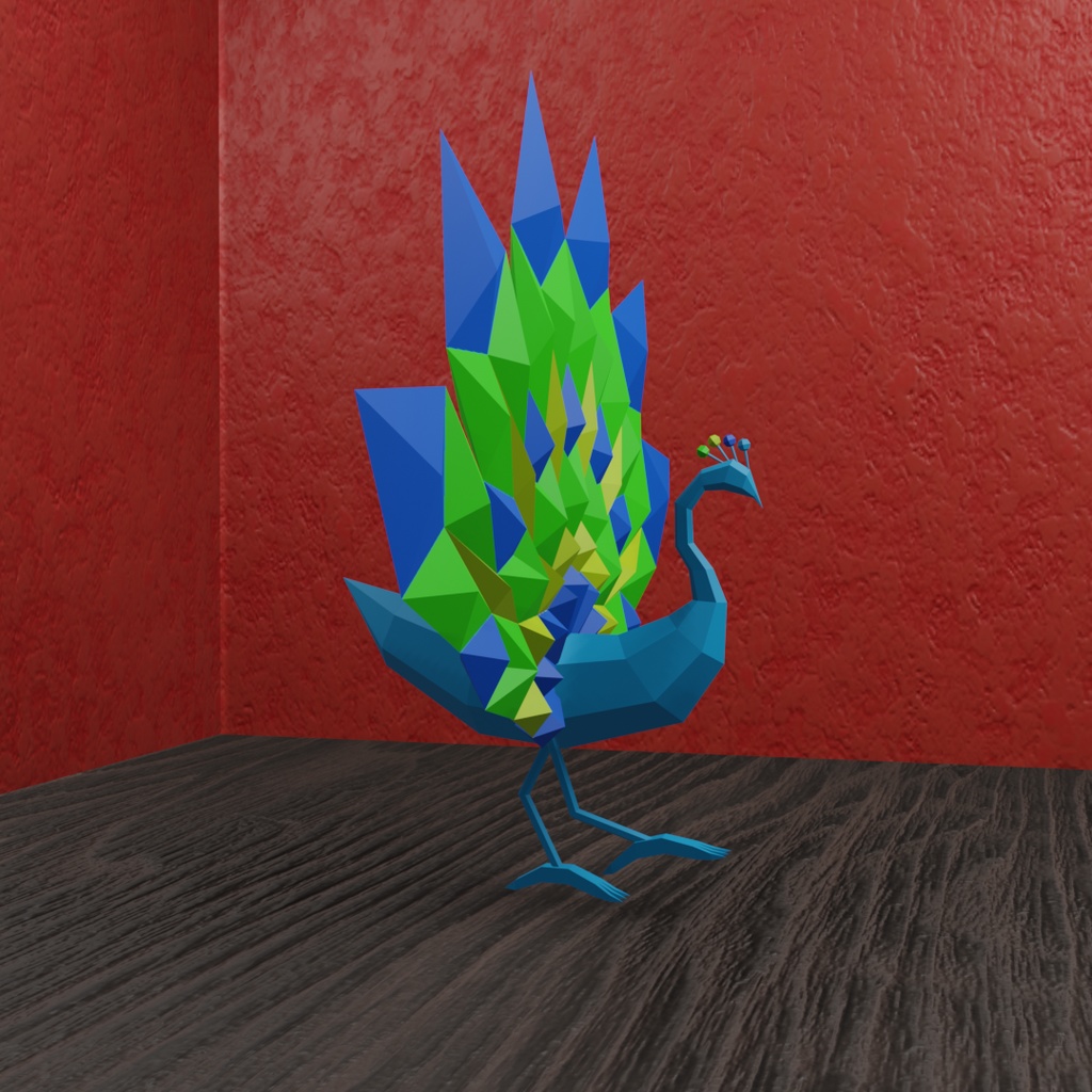 ペーパークラフト風の孔雀