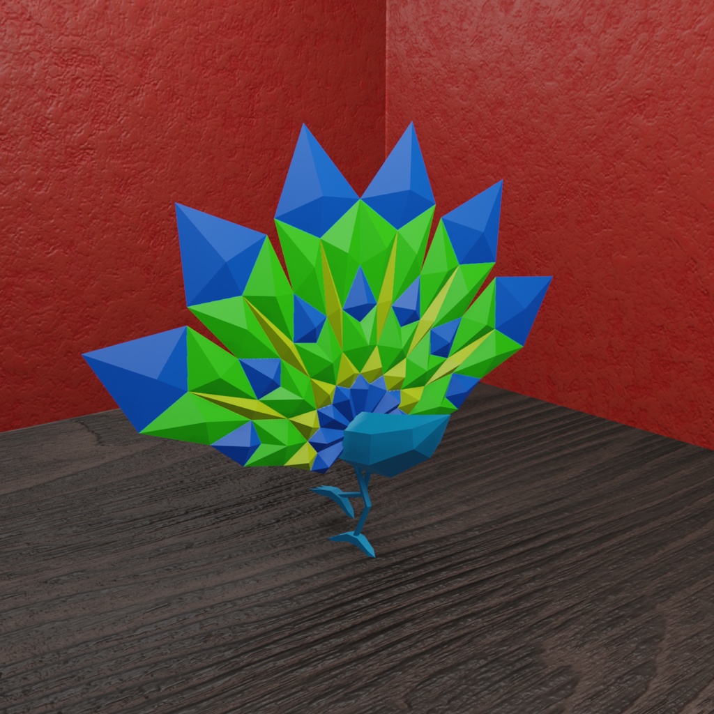 ペーパークラフト風の孔雀