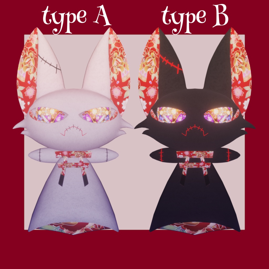 【VRChat オリジナル3Dモデル】『パペギツネ』A & B