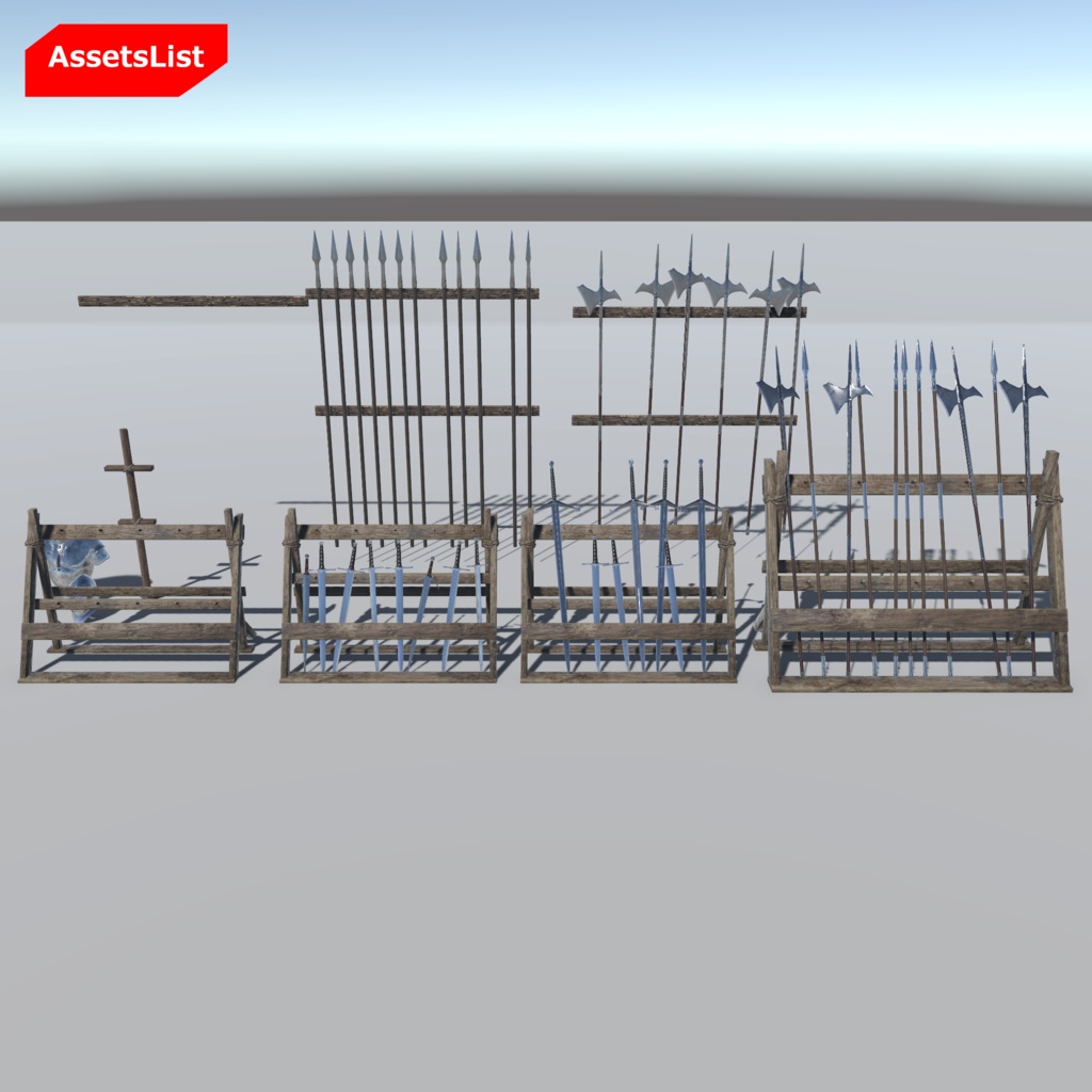 【3Dモデルセット】武器と武器庫 UnityPackage付き