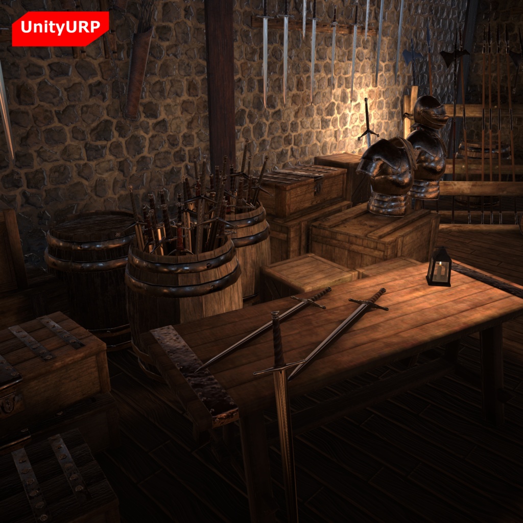 【3Dモデルセット】武器と武器庫 UnityPackage付き