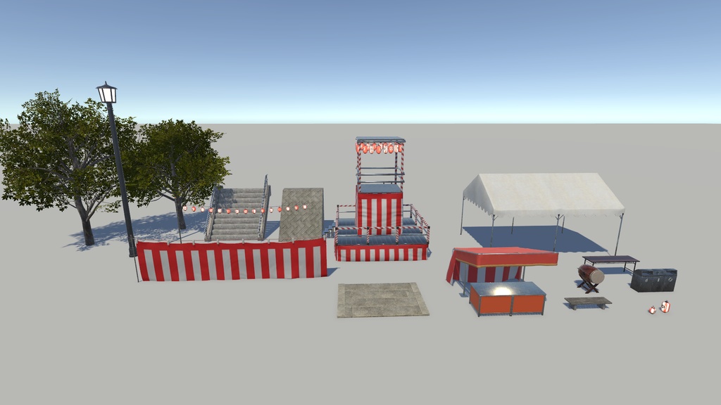【3Dモデル】夏祭り アセット一式 Unityパッケージ付き