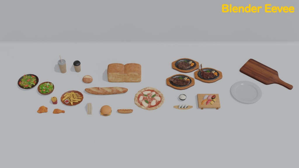 【無料3Dモデル】食品アセット 詰め合わせ