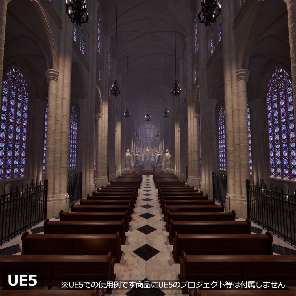 【3Dモデルセット】ゴシック風大聖堂 UnityPackage付き