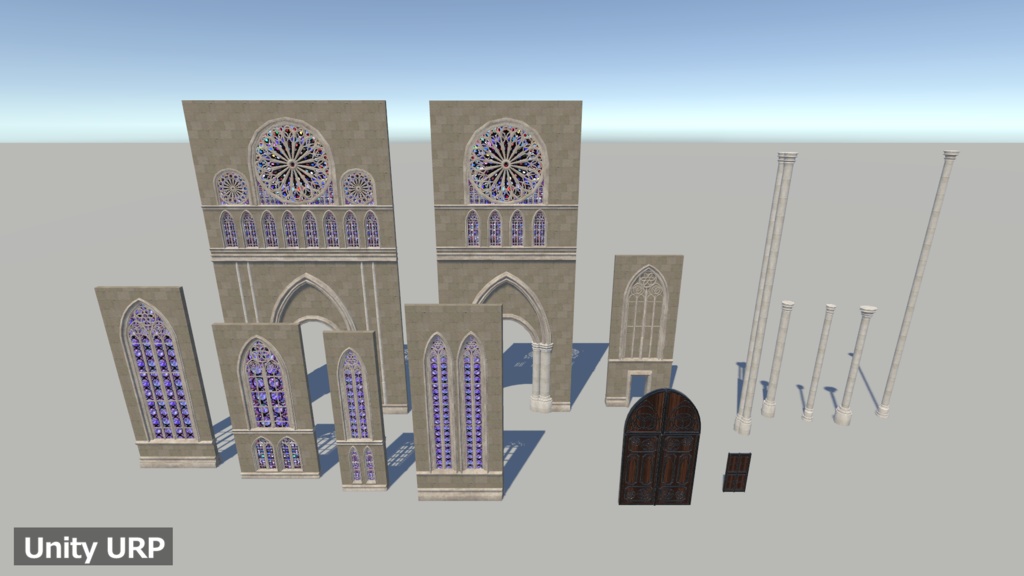 【3Dモデルセット】ゴシック風大聖堂 UnityPackage付き