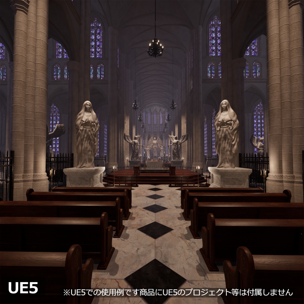 【3Dモデルセット】ゴシック風大聖堂 UnityPackage付き