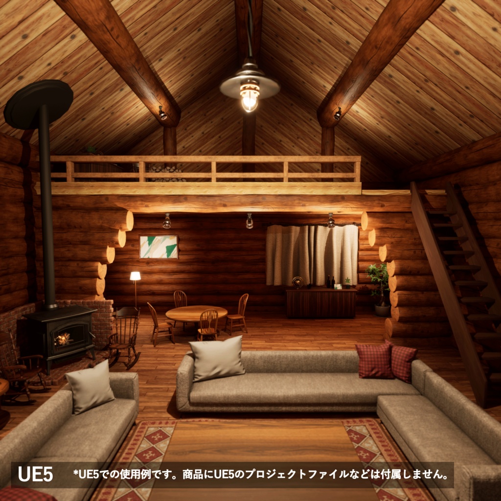 【3Dモデルセット】ログハウス unitypacage付き